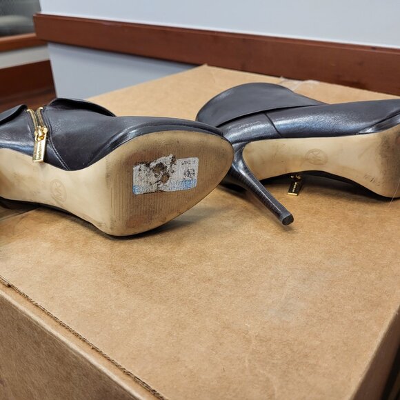 Michael Kors Kendra Peep Toe Booties Brown Leather Ankle Boots Size 8 - Picture 9 of 14